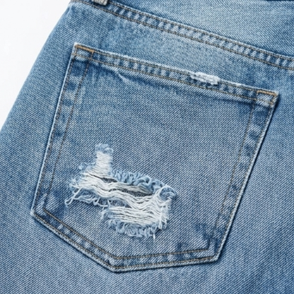 Jimena | Retro frynset cropped jeans med lige ben