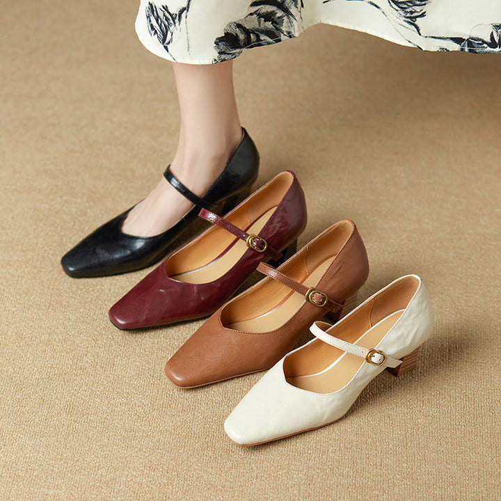 Pumps Mary Jane de Couro Orvane