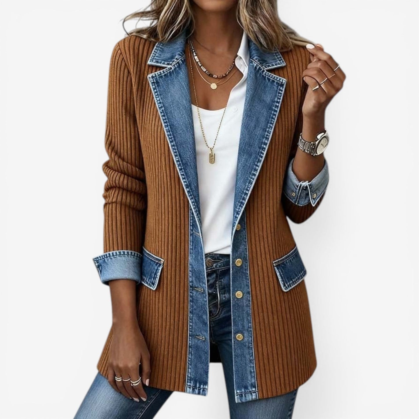 Emilia | Blazer in blended denim