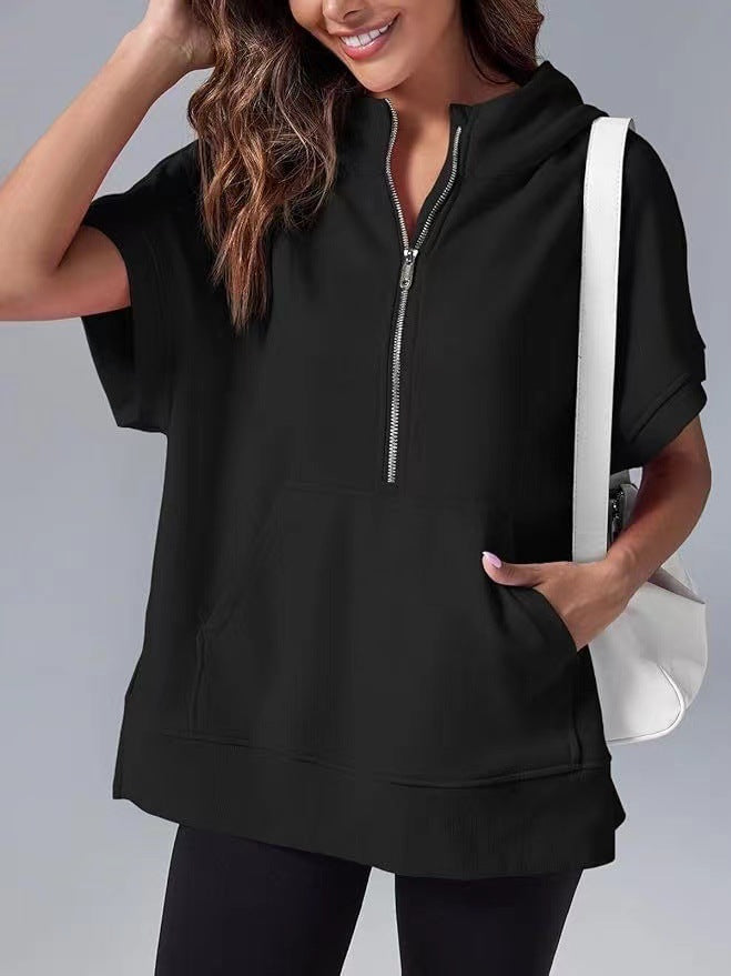 HISPER™ - Moletom de Verão Oversized com Meio Zíper e Caimento Relaxado