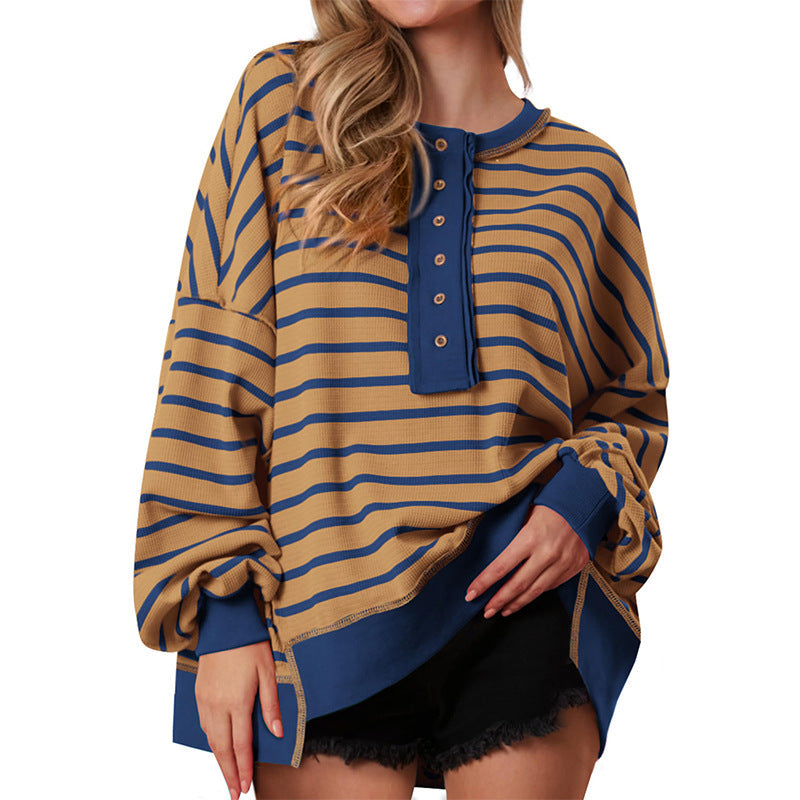 POLANA™ - Moletom Casual Listrado Oversized de Manga Longa