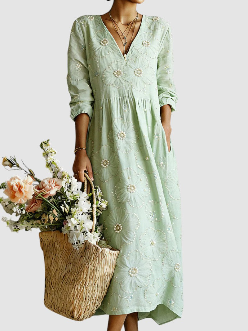 LENA | Blomstret midi-kjole