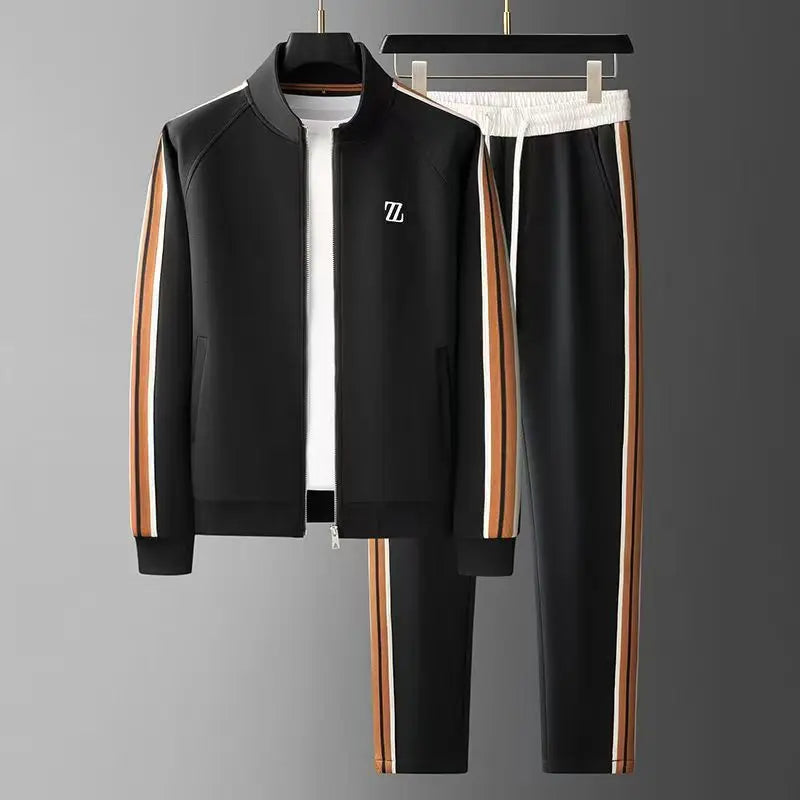 Milano | Conjunto esportivo listrado – conjunto masculino de 2 peças com calça jogger