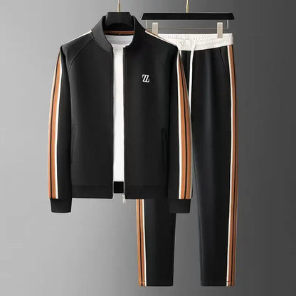 Milano | Conjunto esportivo listrado – conjunto masculino de 2 peças com calça jogger