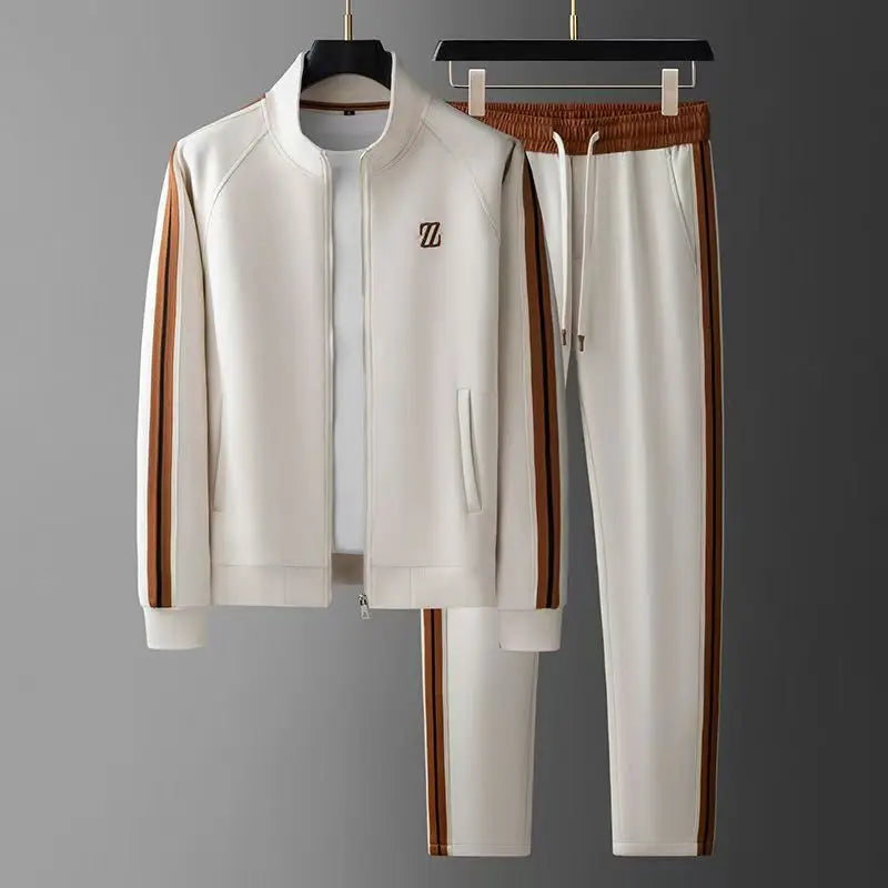 Milano | Conjunto esportivo listrado – conjunto masculino de 2 peças com calça jogger