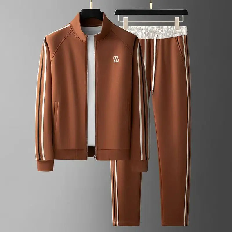 Milano | Conjunto esportivo listrado – conjunto masculino de 2 peças com calça jogger