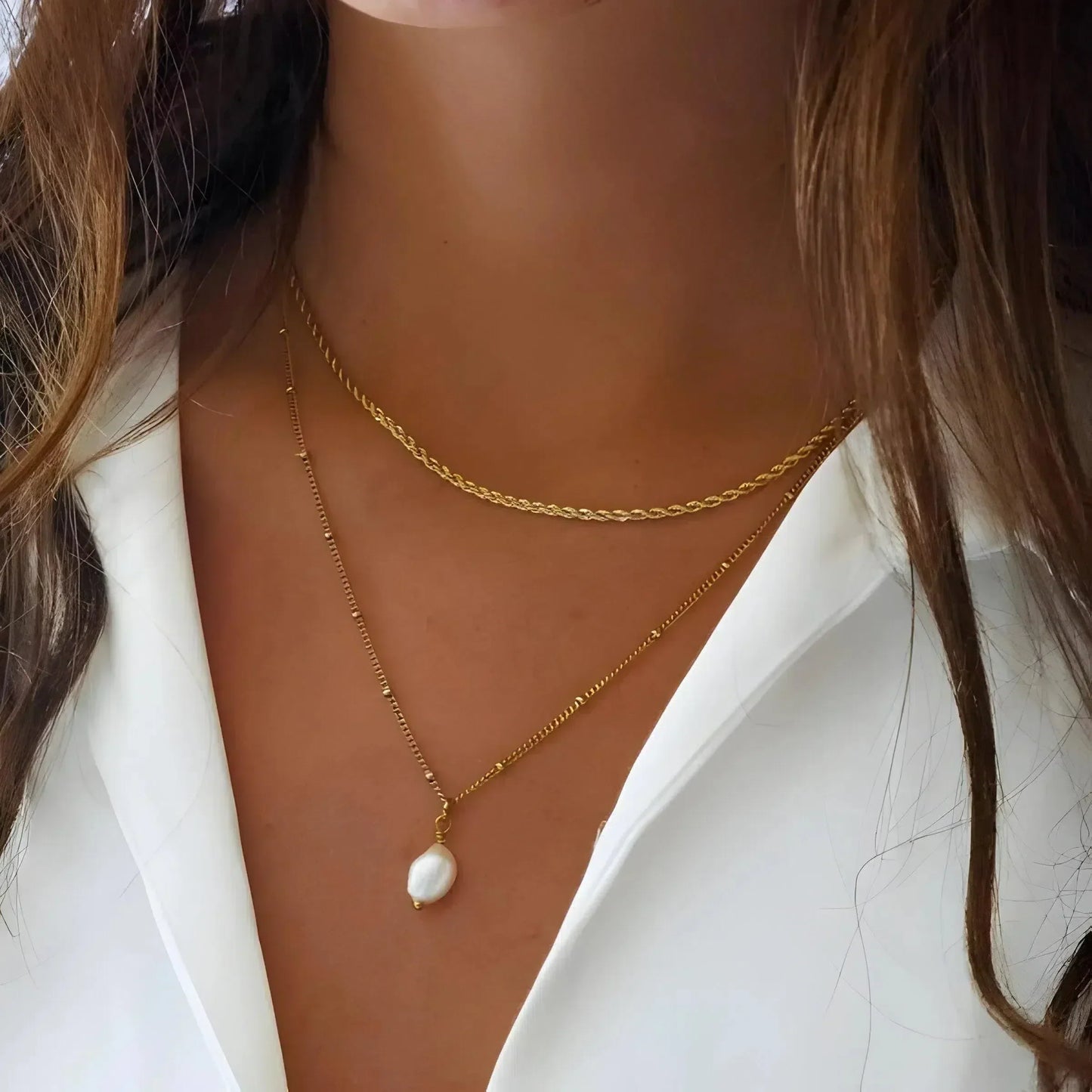 Séravelle | Moderne choker-sæt med perlevedhæng