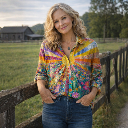 Amora | Sunrise Blumen-Patchwork-Bluse