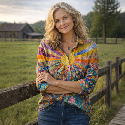 Amora | Sunrise Blumen-Patchwork-Bluse