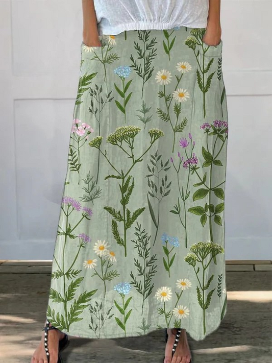 Gerlin | Enriched Spring Field Repeat Pattern Printed Pocket Skirt