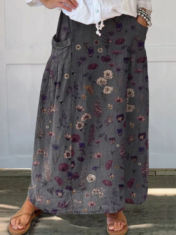 Ivy | Saia com Bolso Estampada de Arte Floral
