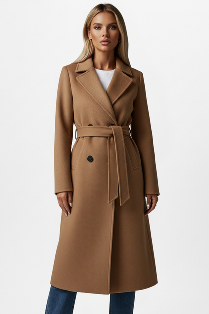 Vanessa Beaumont | Casaco Longo Feminino de Dupla Face com Abotoamento Duplo