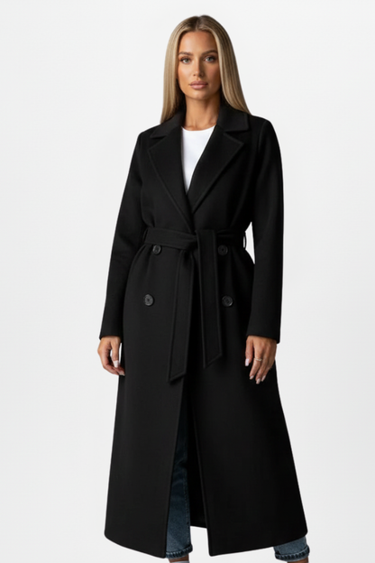 Vanessa Beaumont | Casaco Longo Feminino de Dupla Face com Abotoamento Duplo