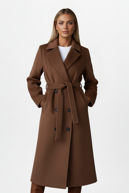 Vanessa Beaumont | Casaco Longo Feminino de Dupla Face com Abotoamento Duplo
