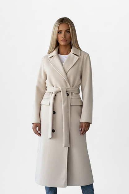 Vanessa Beaumont | Casaco Longo Feminino de Dupla Face com Abotoamento Duplo