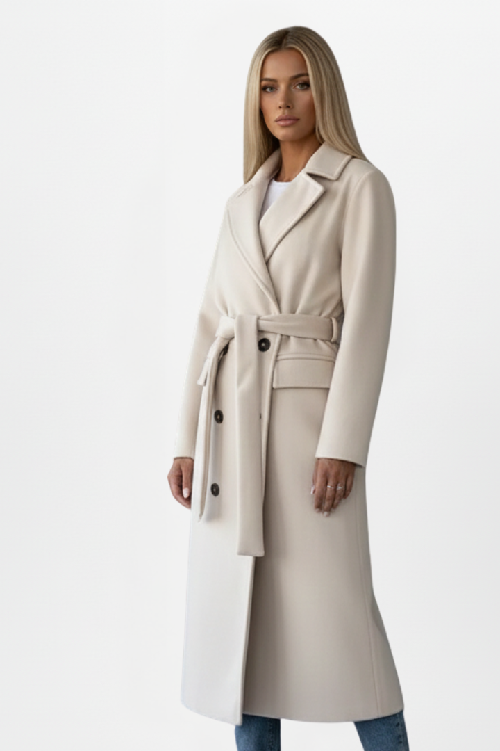 Vanessa Beaumont | Casaco Longo Feminino de Dupla Face com Abotoamento Duplo