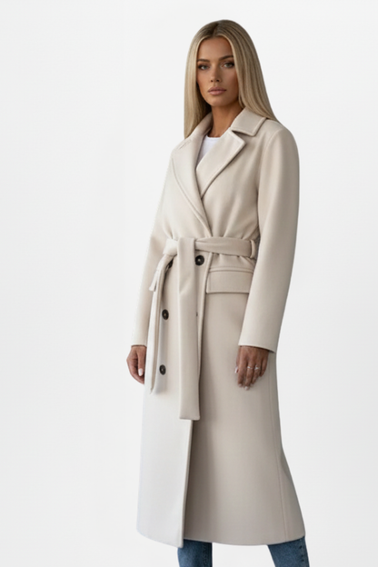 Vanessa Beaumont | Casaco Longo Feminino de Dupla Face com Abotoamento Duplo