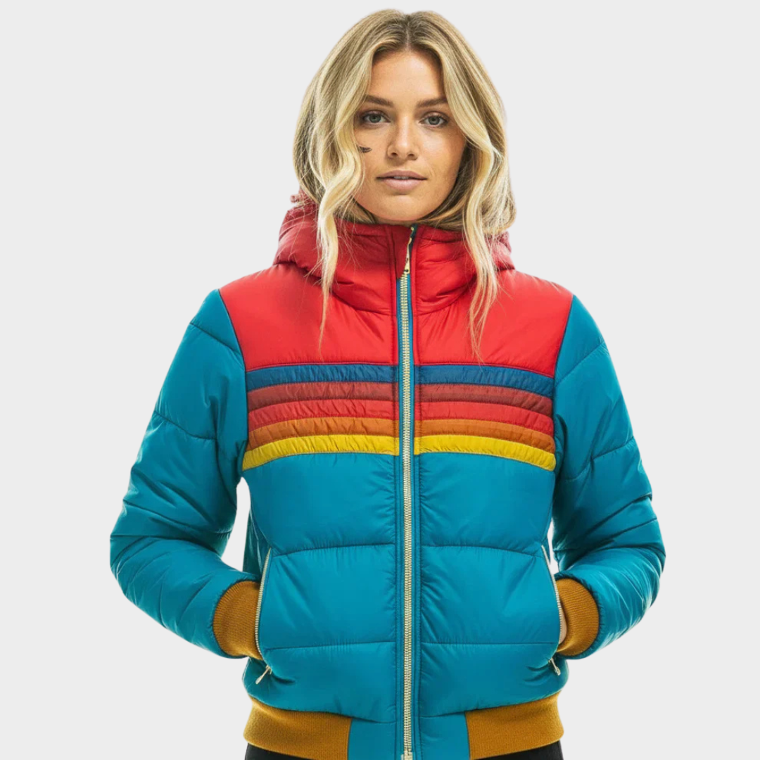 Sophia Morreta | Jaqueta puffer retrô com capuz para mulheres