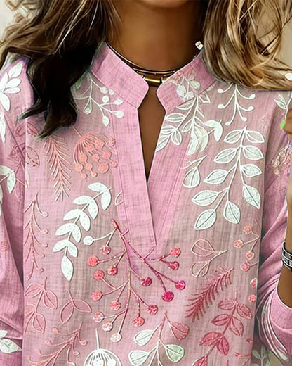 Brielle | Blød Bluse med Blomsterprint og V-udskæring
