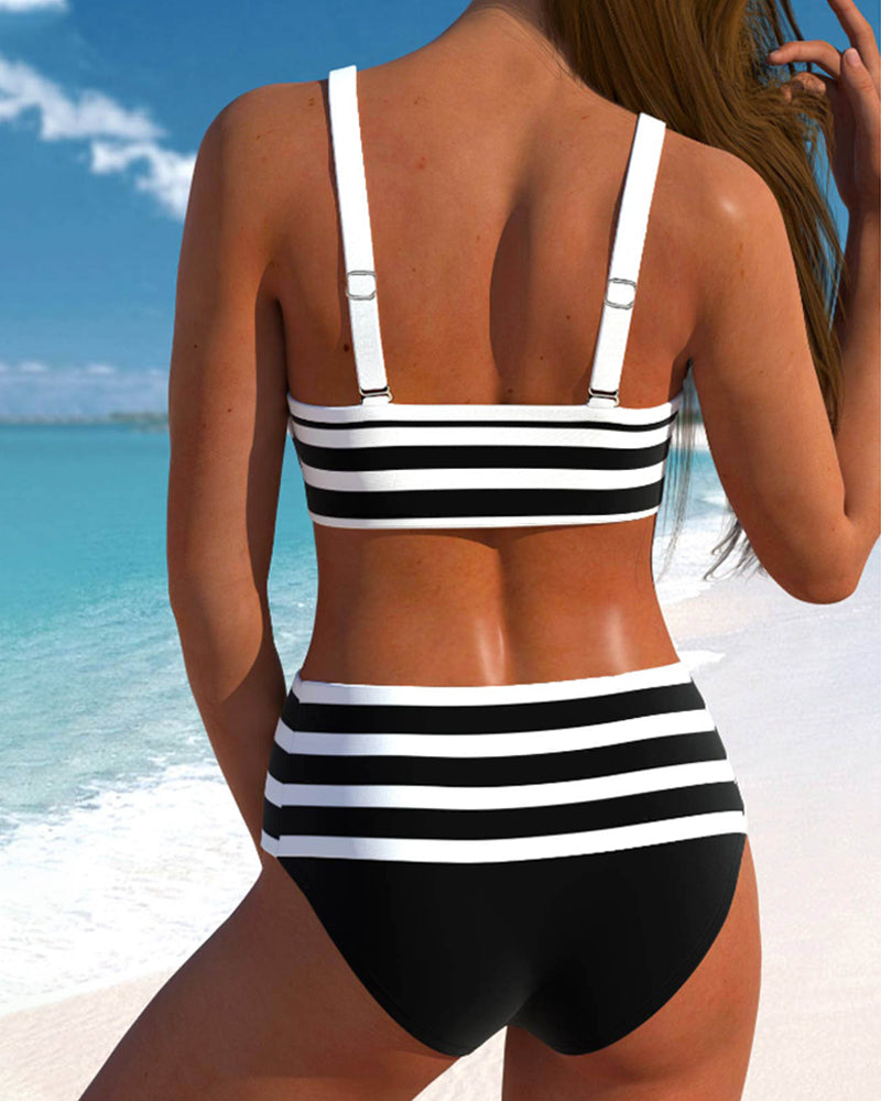 Laluna | High-Waisted Striped Bikini