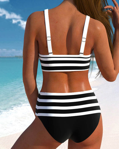 Laluna | High-Waisted Striped Bikini