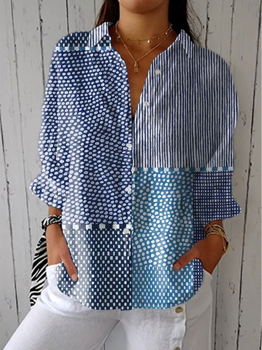 Fiora | Bluse mit Ozean-Patchwork
