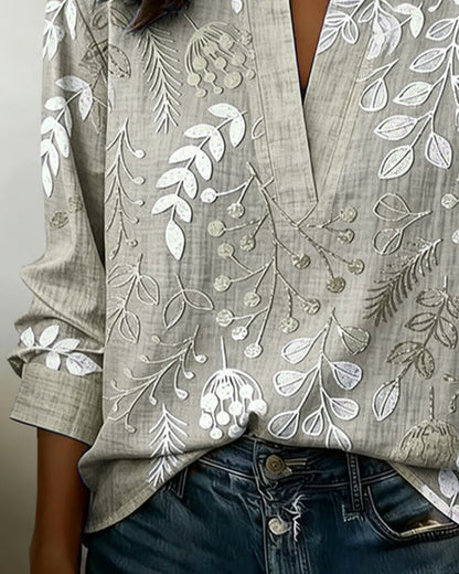Brielle | Blød Bluse med Blomsterprint og V-udskæring