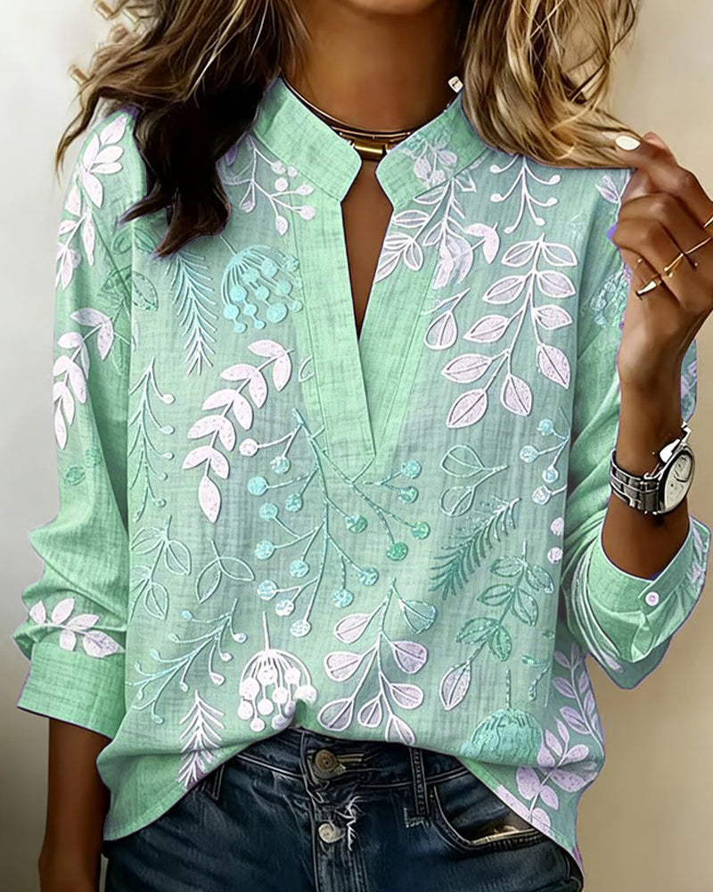 Brielle | Blød Bluse med Blomsterprint og V-udskæring