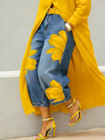 Analie - Elegant blomstrede jeans