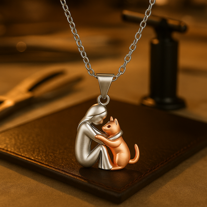 Hugging Cat Pendant Necklace
