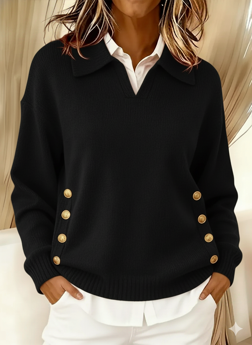 Fritzie | V-hals sweater med krave