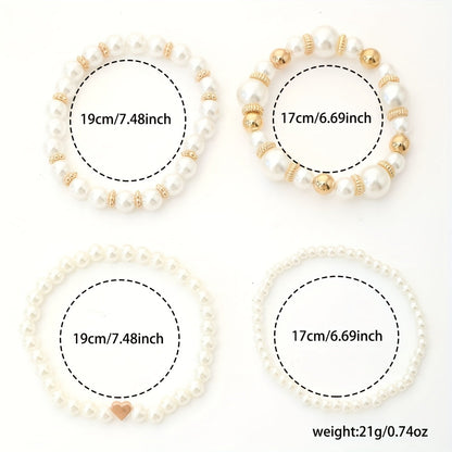 PEARL HEART BRACELET SET