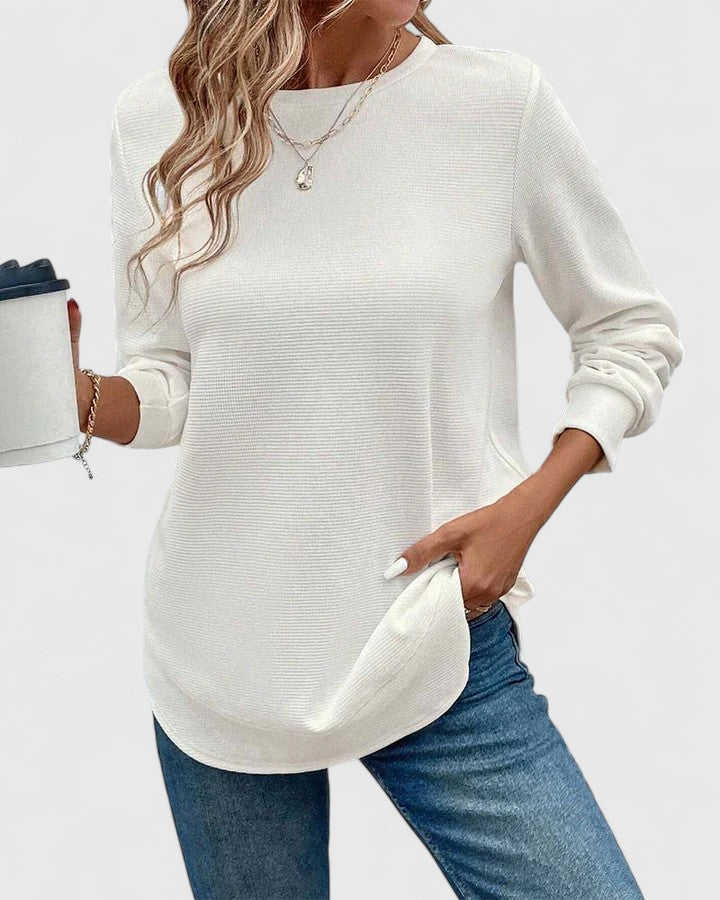 Nadyalyn | Elegant O-hals med lange ærmer
