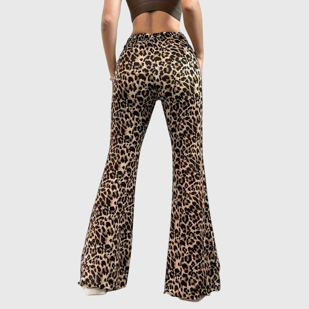 Pantalones acampanados con estampado de leopardo