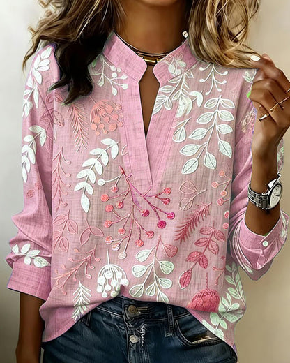 Brielle | Blød Bluse med Blomsterprint og V-udskæring