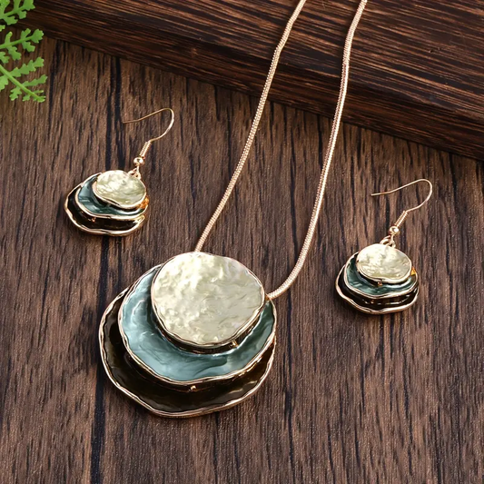 VINTAGE BLUE LAYERED STONE EARRINGS