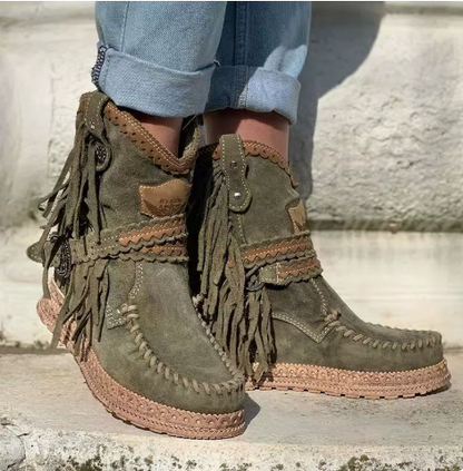 Boho westernstøvler med frynser