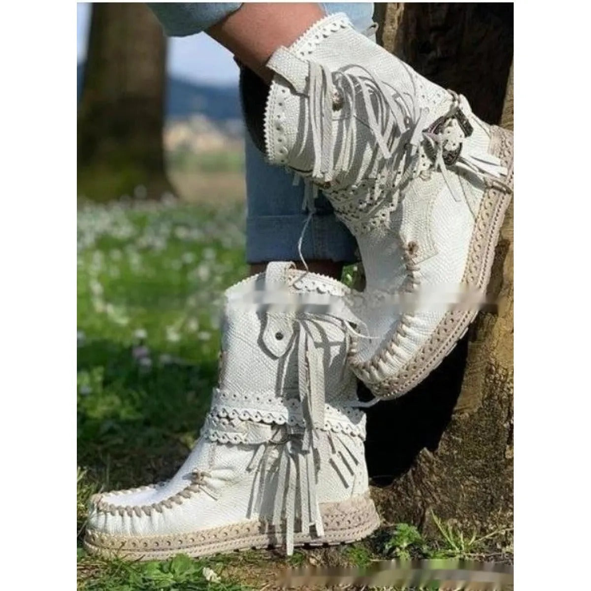 Boho westernstøvler med frynser