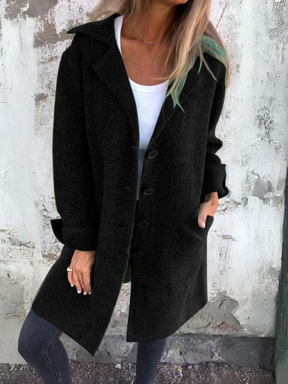 Gia - Lapel Collar Button-Front Coat