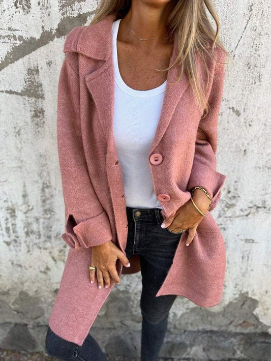 Gia - Lapel Collar Button-Front Coat