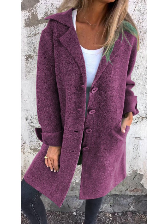 Gia - Lapel Collar Button-Front Coat