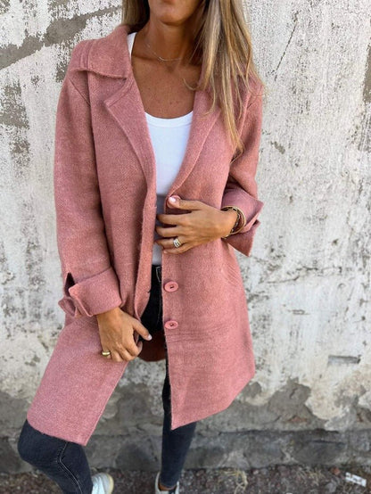 Gia - Lapel Collar Button-Front Coat