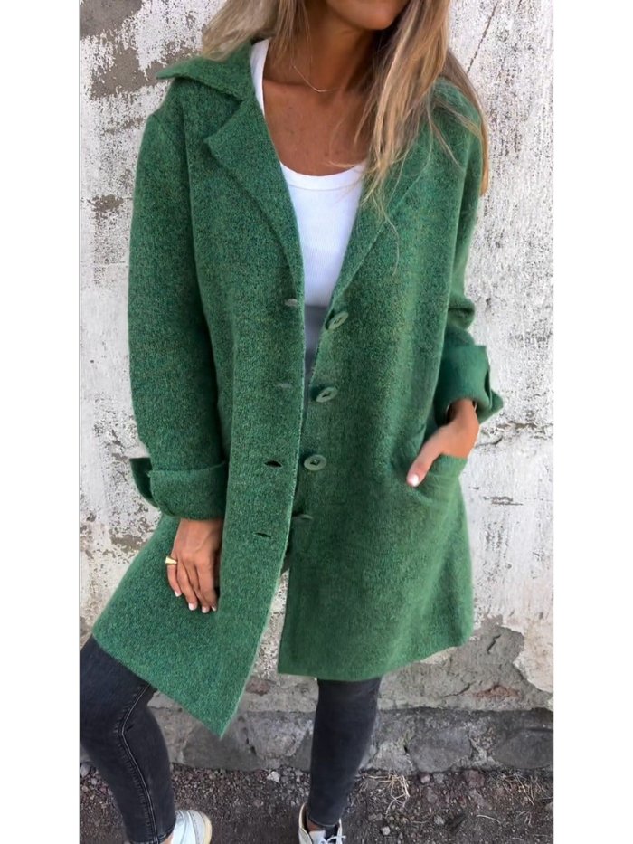 Gia - Lapel Collar Button-Front Coat