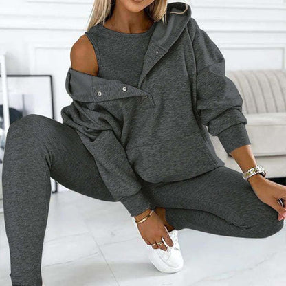 Hooded Casual and Comfortable Sweatshirt Suit (3 Pieces)