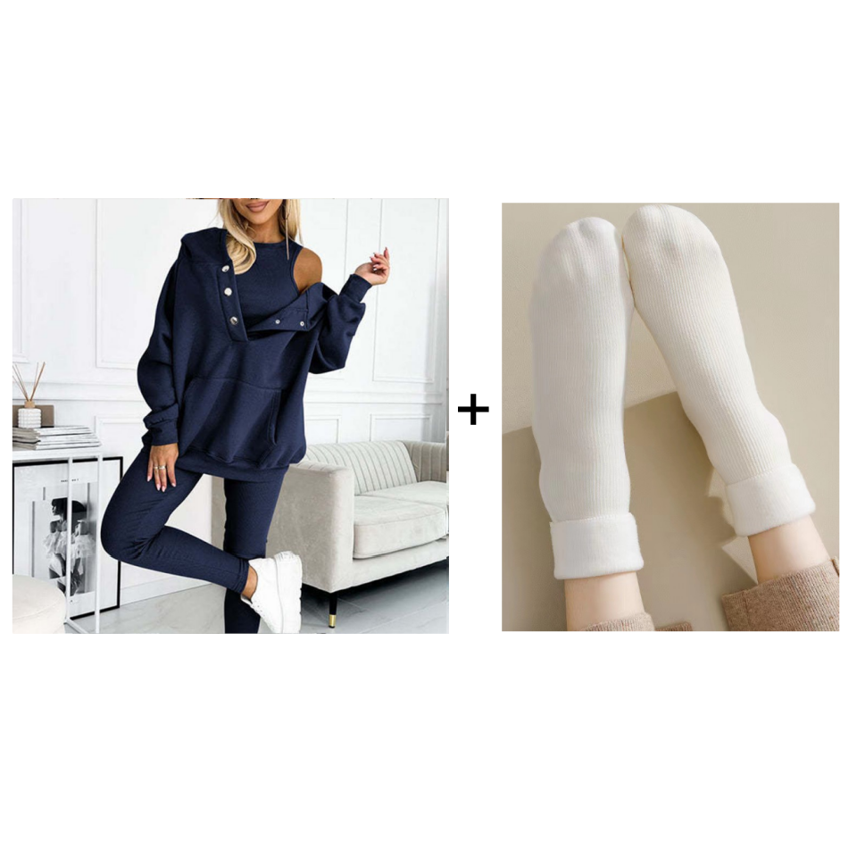 Hooded Casual and Comfortable Sweatshirt Suit (3 Pieces)