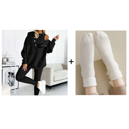 Hooded Casual and Comfortable Sweatshirt Suit (3 Pieces)