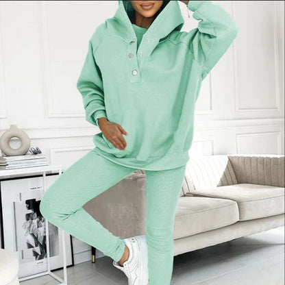 Hooded Casual and Comfortable Sweatshirt Suit (3 Pieces)