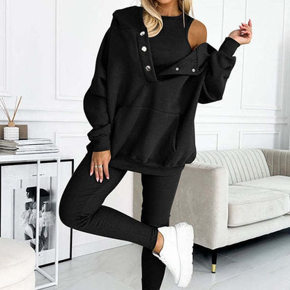 Hooded Casual and Comfortable Sweatshirt Suit (3 Pieces)