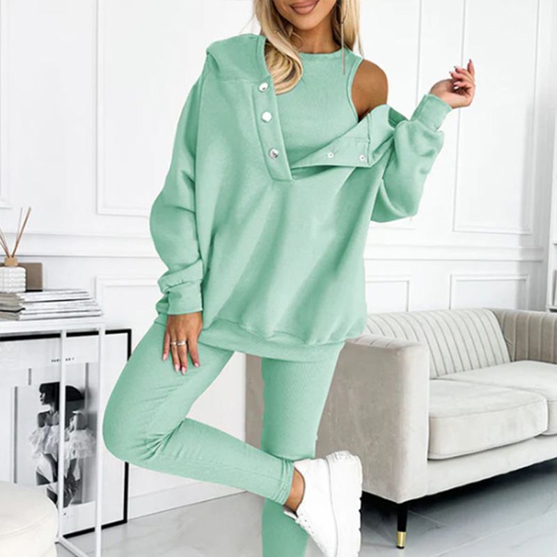 Hooded Casual and Comfortable Sweatshirt Suit (3 Pieces)