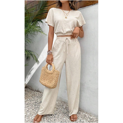 The Short Sleeve Top & Straight Leg Pants Two-Piece Set